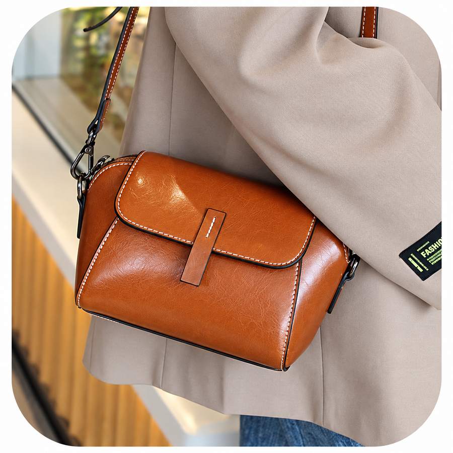 AMELIA LEATHER SHELL SHOULDER BAG