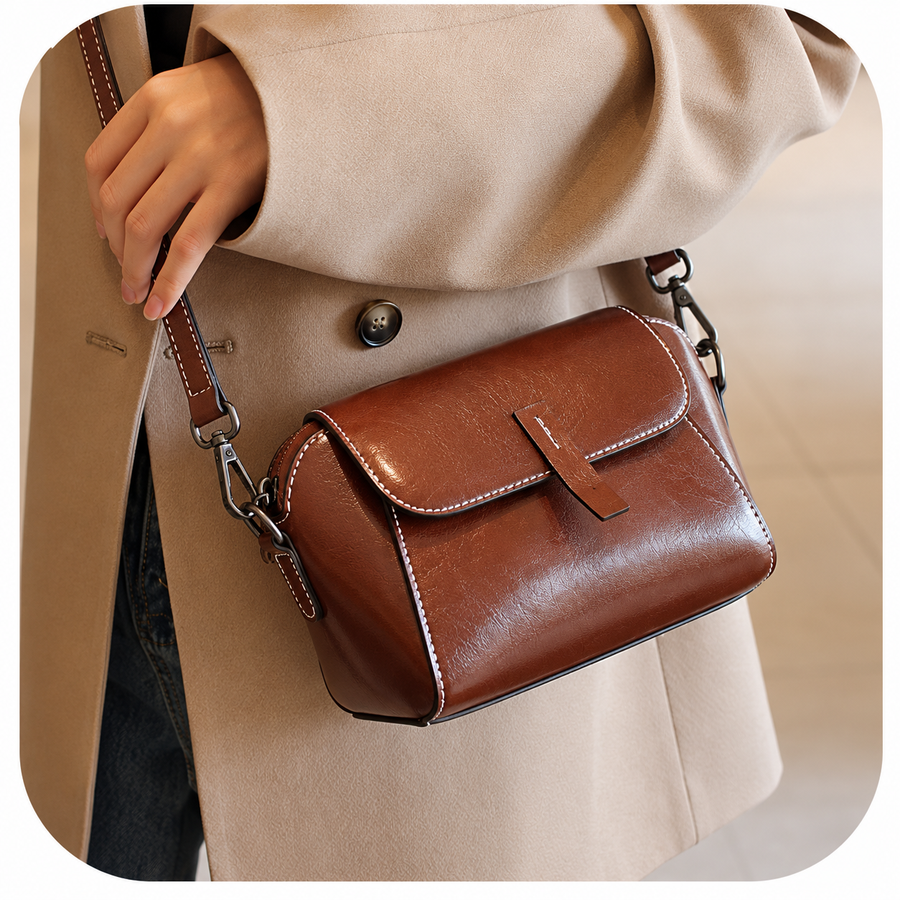 AMELIA LEATHER SHELL SHOULDER BAG