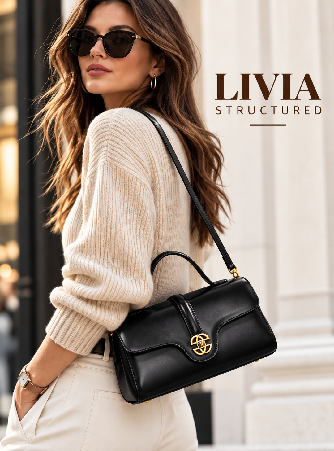 LIVIA STRUCTURED LEATHER CROSSBODY BAG