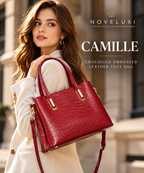 CAMILLE CROCODILE-EMBOSSED LEATHER TOTE BAG