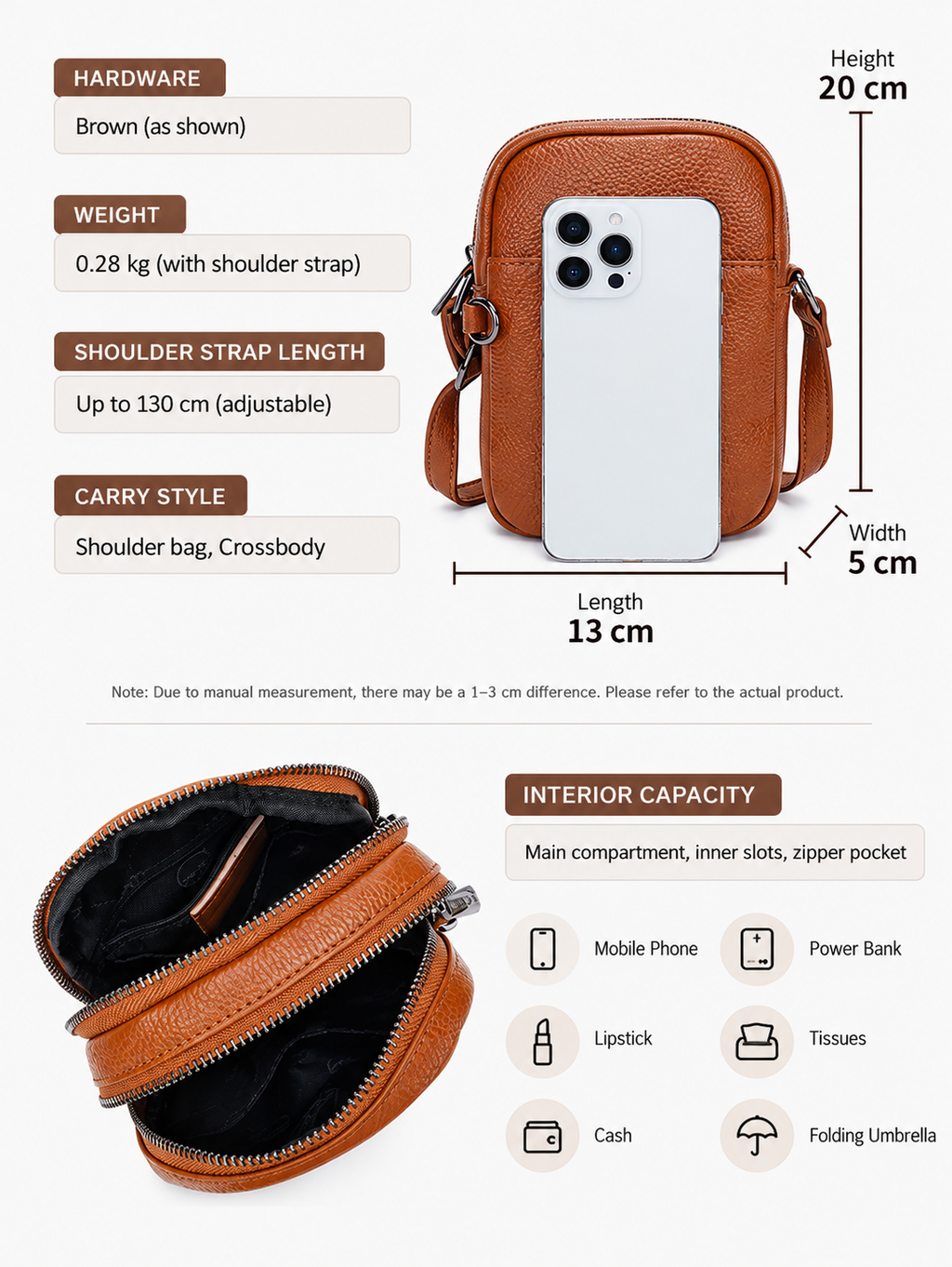 LUNA LEATHER VERTICAL CROSSBODY BAG