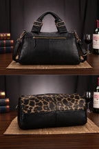 SIENNA LEATHER LEOPARD BOSTON BAG
