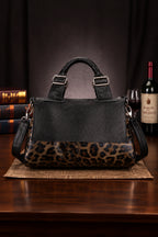 SIENNA LEATHER LEOPARD BOSTON BAG