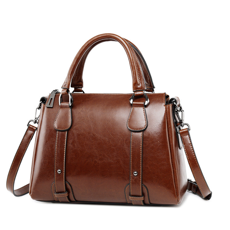 CELIA PREMIUM COWHIDE LEATHER BOSTON BAG