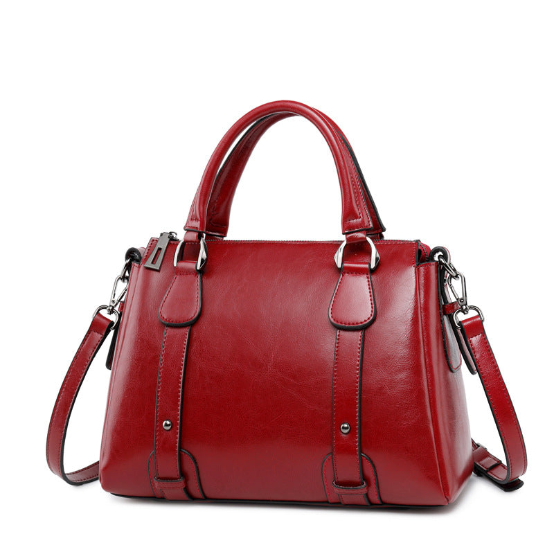 CELIA PREMIUM COWHIDE LEATHER BOSTON BAG