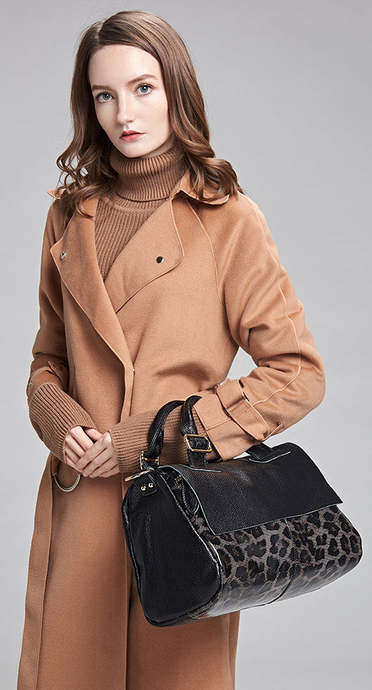 SIENNA LEATHER LEOPARD BOSTON BAG