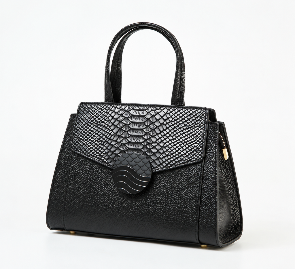 MARGOT CROCODILE-EMBOSSED LEATHER SATCHEL