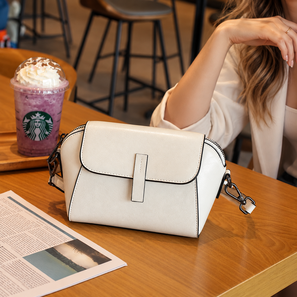 AMELIA LEATHER SHELL SHOULDER BAG