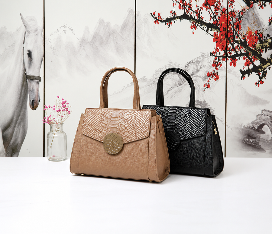 MARGOT CROCODILE-EMBOSSED LEATHER SATCHEL